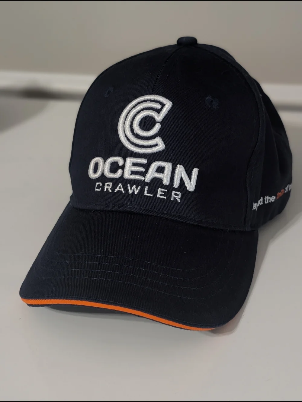 New Ocean crawler Navy Baseball Cap Navy Hat with Orange Trim - Adjustable
